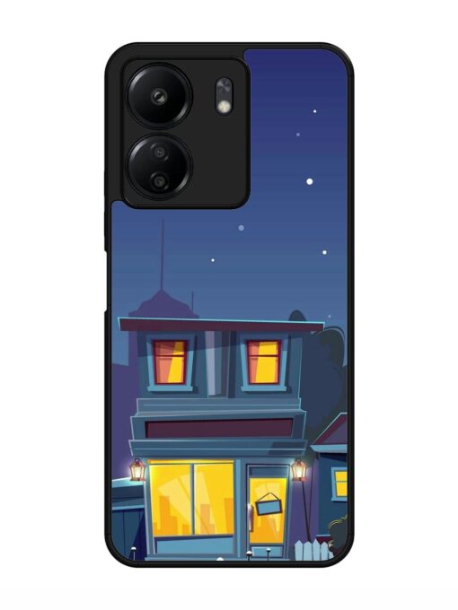 Vector Night House Glossy Metal Phone Cover for Xiaomi Redmi 13C (4G)