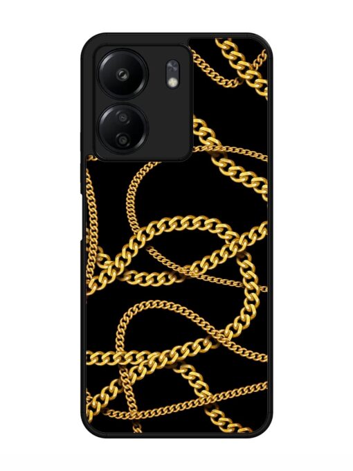 Decorative Golde Chain Glossy Metal Phone Cover for Xiaomi Redmi 13C (4G)