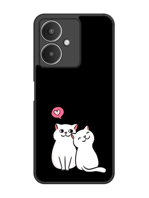 Cat Love Glossy Metal Phone Cover for Xiaomi Redmi 13C (5G)