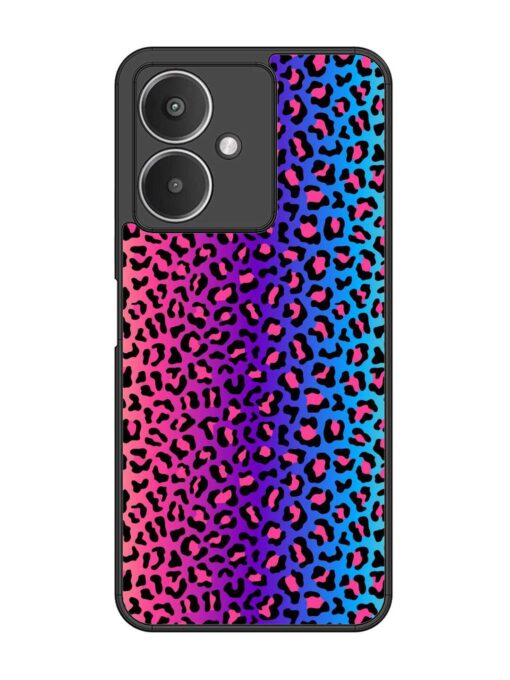 Colorful Leopard Seamless Glossy Metal Phone Cover for Xiaomi Redmi 13C (5G) Zapvi