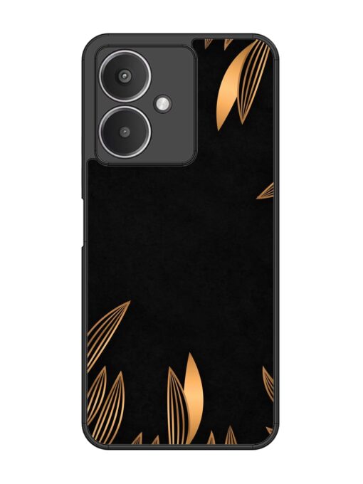 Golden Leaf Pattern Glossy Metal Phone Cover for Xiaomi Redmi 13C (5G) Zapvi