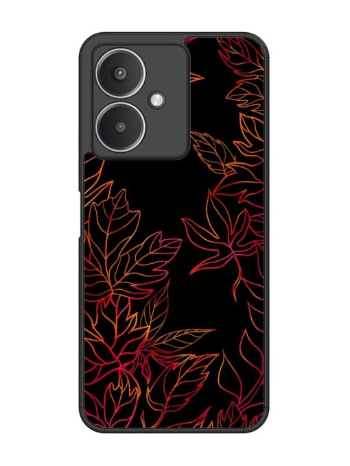 Red Floral Pattern Glossy Metal Phone Cover for Xiaomi Redmi 13C (5G) Zapvi