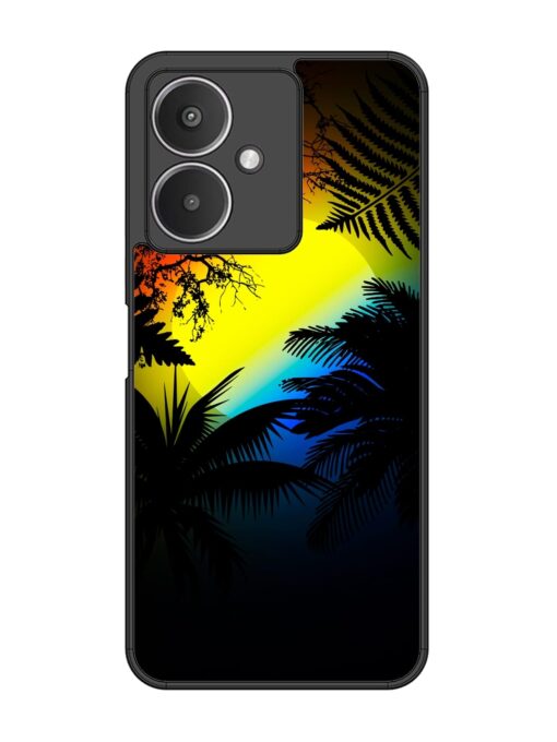 Colorful Sunset With Palm Trees Glossy Metal Phone Cover for Xiaomi Redmi 13C (5G) Zapvi