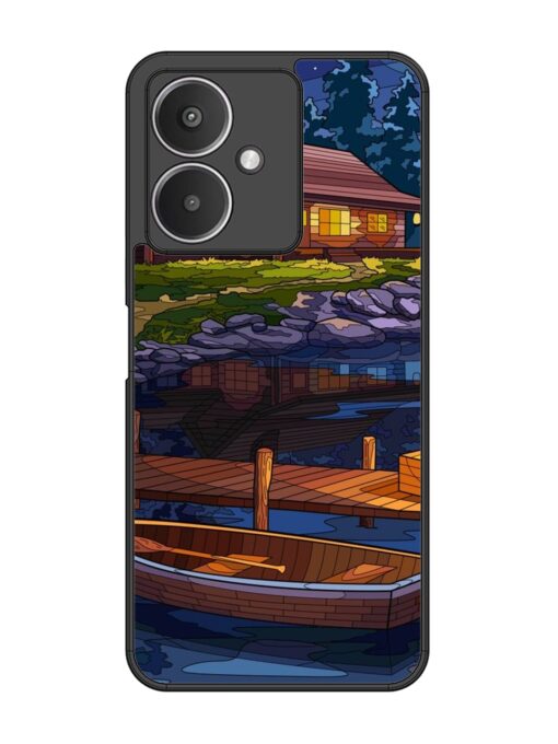 Village Night Scene Glossy Metal Phone Cover for Xiaomi Redmi 13C (5G) Zapvi