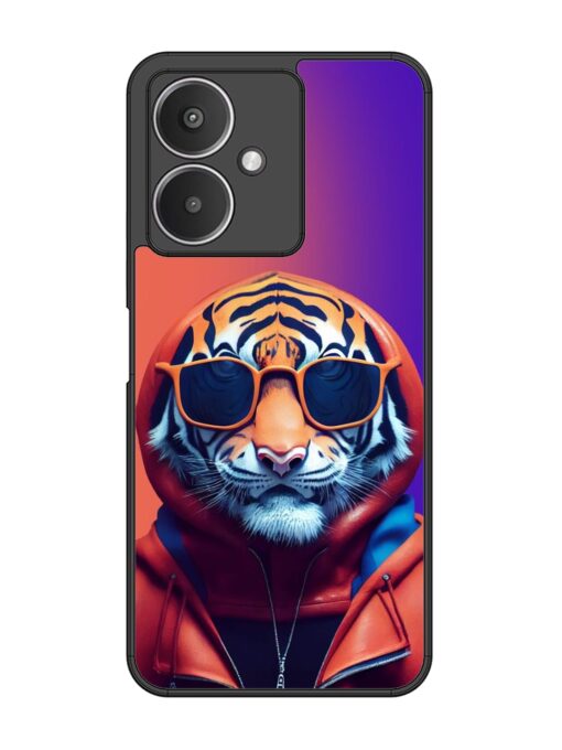 Tiger Animation Glossy Metal Phone Cover for Xiaomi Redmi 13C (5G) Zapvi