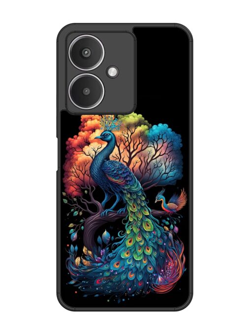 Peacock Tree Art Glossy Metal Phone Cover for Xiaomi Redmi 13C (5G) Zapvi