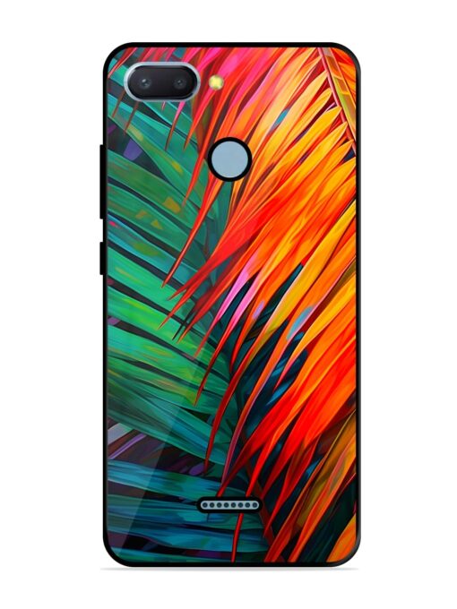 Painted Tropical Leaves Glossy Metal Phone Cover for Xiaomi Redmi 6