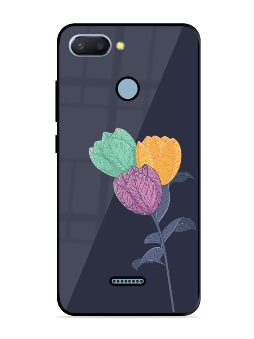 Flower Vector Glossy Metal Phone Cover for Xiaomi Redmi 6