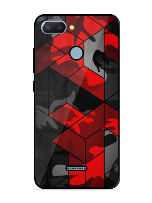 Royal Red Camouflage Pattern Glossy Metal Phone Cover for Xiaomi Redmi 6