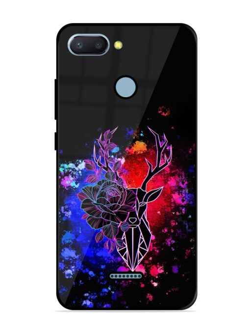 Floral Deer Art Glossy Metal Phone Cover for Xiaomi Redmi 6