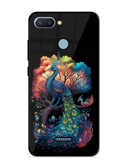 Peacock Tree Art Glossy Metal Phone Cover for Xiaomi Redmi 6 Zapvi