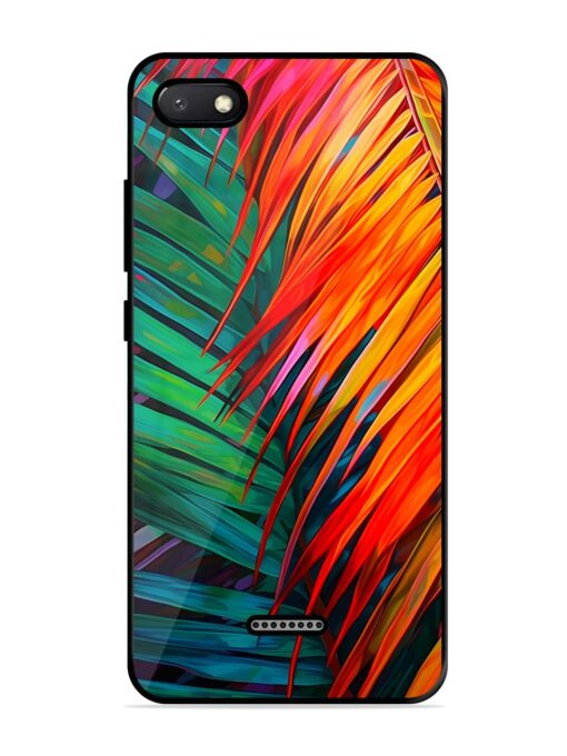 Painted Tropical Leaves Glossy Metal Phone Cover for Xiaomi Redmi 6A Zapvi