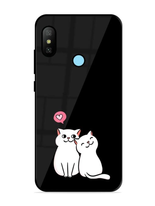 Cat Love Glossy Metal Phone Cover for Xiaomi Redmi 6 Pro