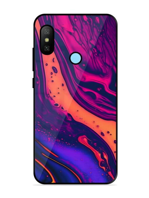 Fluid Blue Pink Art Glossy Metal Phone Cover for Xiaomi Redmi 6 Pro