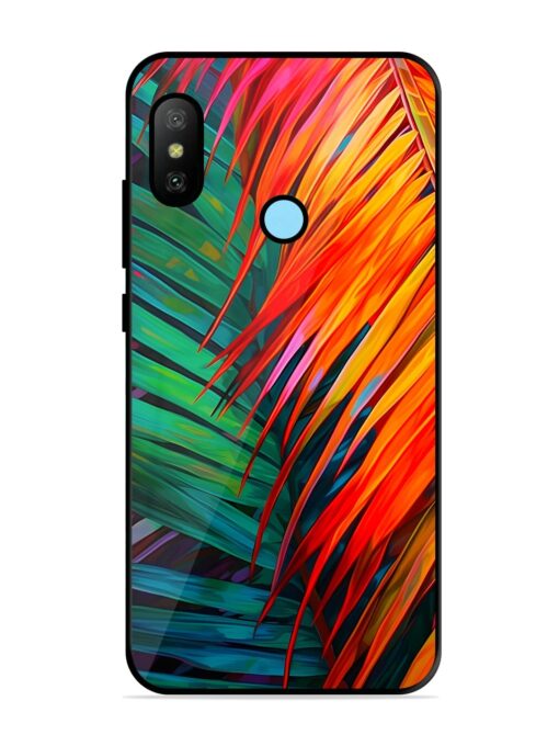 Painted Tropical Leaves Glossy Metal Phone Cover for Xiaomi Redmi 6 Pro Zapvi