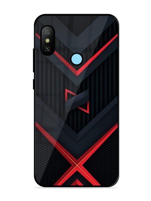 Red Gray Abstract Glossy Metal Phone Cover for Xiaomi Redmi 6 Pro