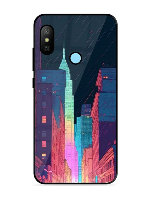 Minimal City Art Glossy Metal Phone Cover for Xiaomi Redmi 6 Pro