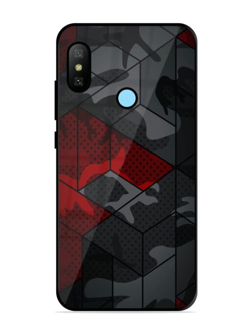 Red And Grey Pattern Glossy Metal Phone Cover for Xiaomi Redmi 6 Pro