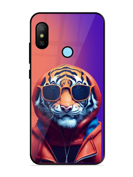 Tiger Animation Glossy Metal Phone Cover for Xiaomi Redmi 6 Pro Zapvi