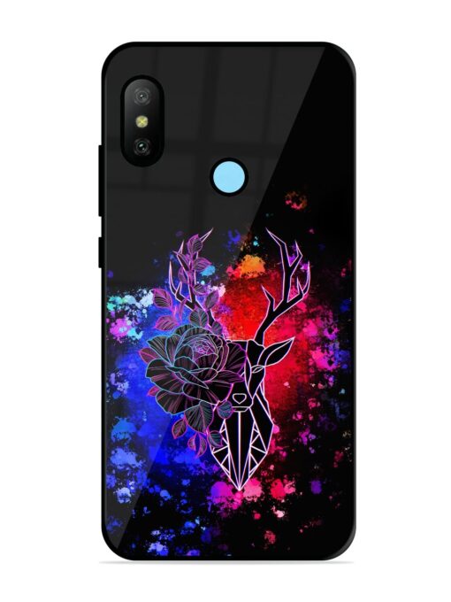 Floral Deer Art Glossy Metal Phone Cover for Xiaomi Redmi 6 Pro