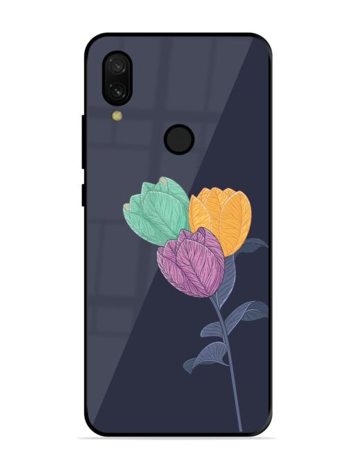 Flower Vector Glossy Metal Phone Cover for Xiaomi Redmi 7