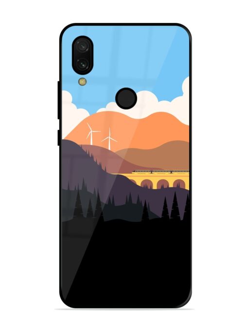 Minimal Mountain Vector Glossy Metal Phone Cover for Xiaomi Redmi 7