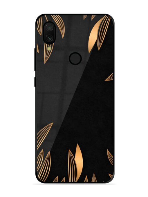 Golden Leaf Pattern Glossy Metal Phone Cover for Xiaomi Redmi 7 Zapvi