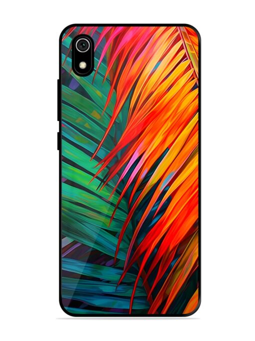 Painted Tropical Leaves Glossy Metal Phone Cover for Xiaomi Redmi 7A