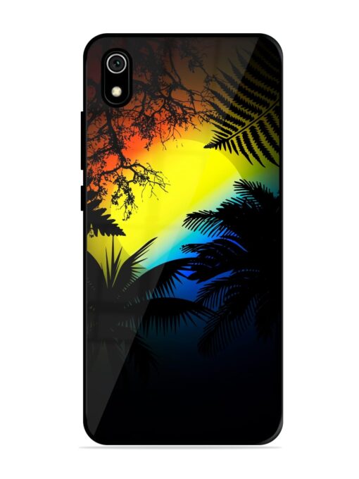 Colorful Sunset With Palm Trees Glossy Metal Phone Cover for Xiaomi Redmi 7A Zapvi