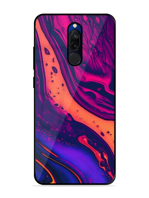 Fluid Blue Pink Art Glossy Metal Phone Cover for Xiaomi Redmi 8