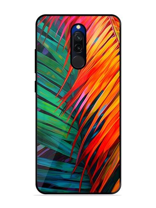 Painted Tropical Leaves Glossy Metal Phone Cover for Xiaomi Redmi 8