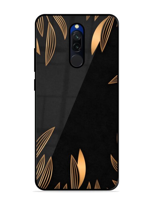 Golden Leaf Pattern Glossy Metal Phone Cover for Xiaomi Redmi 8