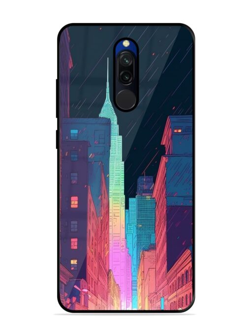 Minimal City Art Glossy Metal Phone Cover for Xiaomi Redmi 8