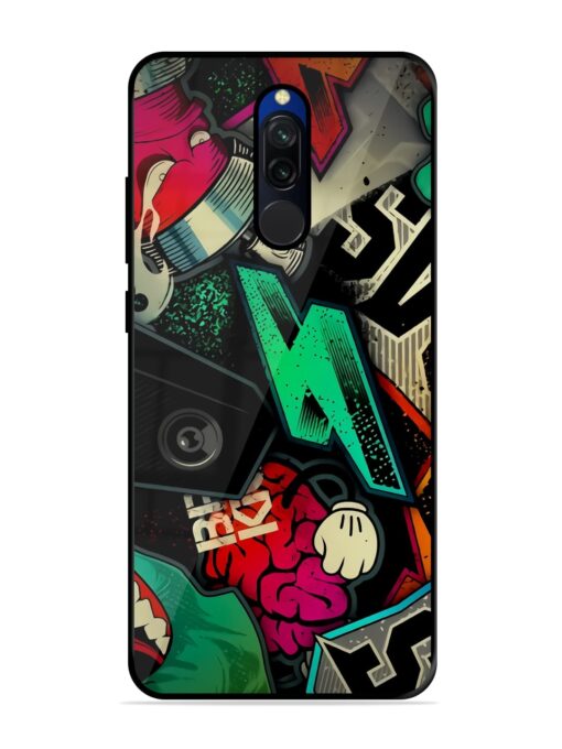 Graffiti Art Glossy Metal Phone Cover for Xiaomi Redmi 8