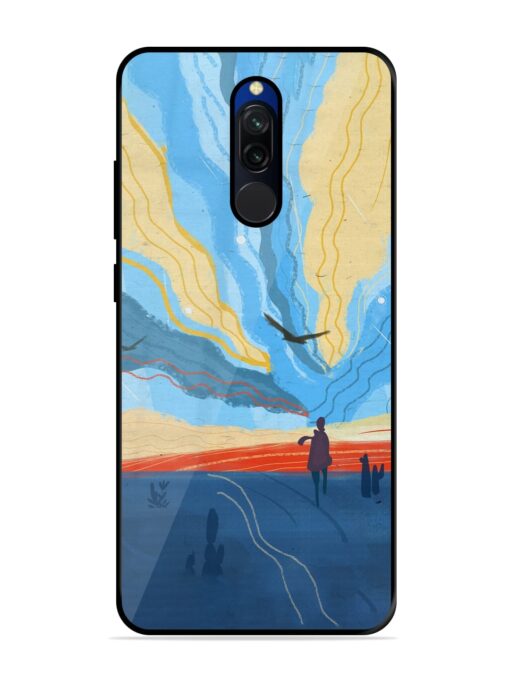 Minimal Abstract Landscape Glossy Metal Phone Cover for Xiaomi Redmi 8