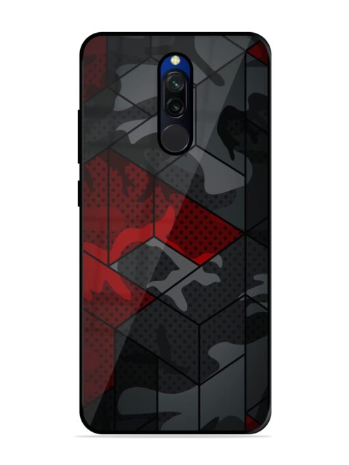 Red And Grey Pattern Glossy Metal Phone Cover for Xiaomi Redmi 8