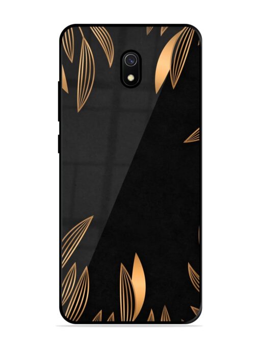 Golden Leaf Pattern Glossy Metal Phone Cover for Xiaomi Redmi 8A Zapvi