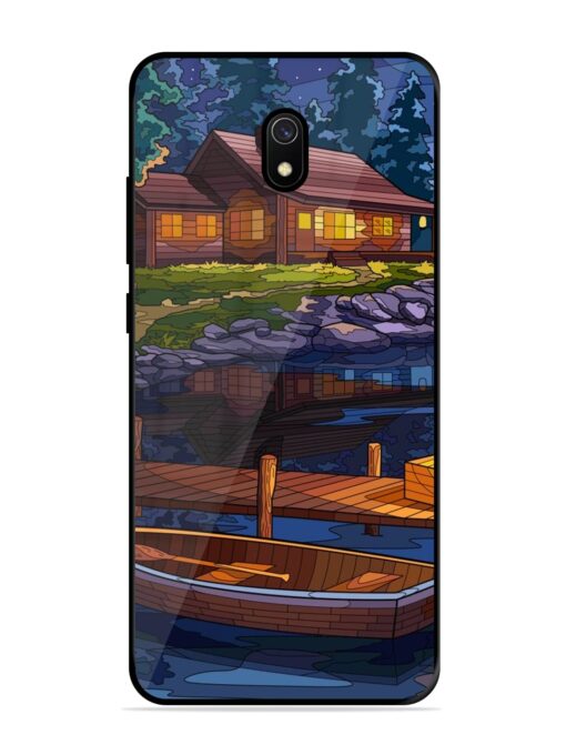 Village Night Scene Glossy Metal Phone Cover for Xiaomi Redmi 8A Zapvi