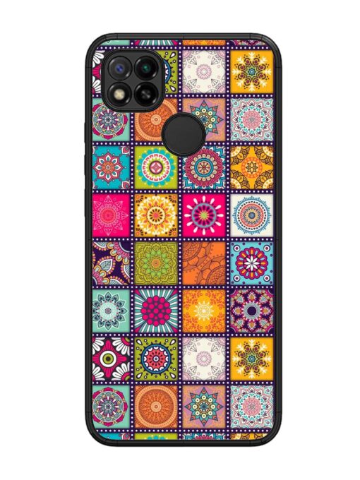 Seamless Pattern Vintage Glossy Metal Phone Cover for Xiaomi Redmi 9