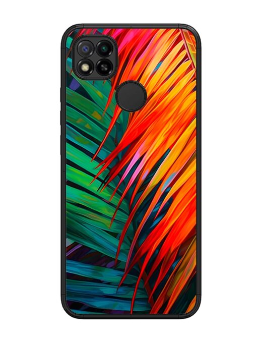 Painted Tropical Leaves Glossy Metal Phone Cover for Xiaomi Redmi 9 Zapvi