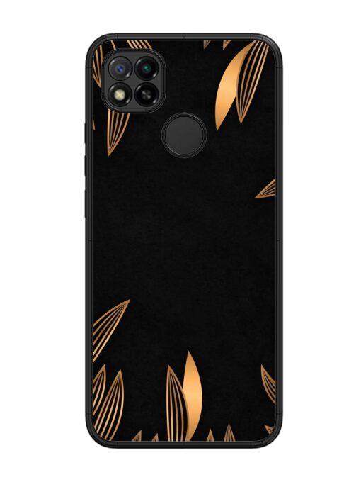 Golden Leaf Pattern Glossy Metal Phone Cover for Xiaomi Redmi 9