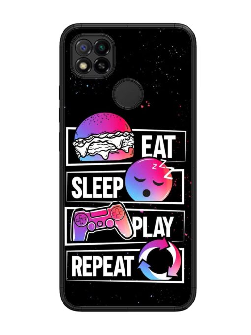 Eat Sleep Play Repeat Glossy Metal Phone Cover for Xiaomi Redmi 9