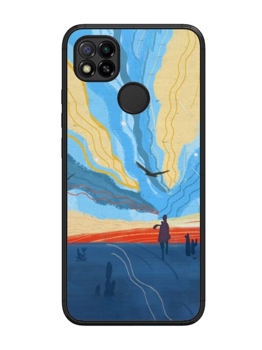 Minimal Abstract Landscape Glossy Metal Phone Cover for Xiaomi Redmi 9