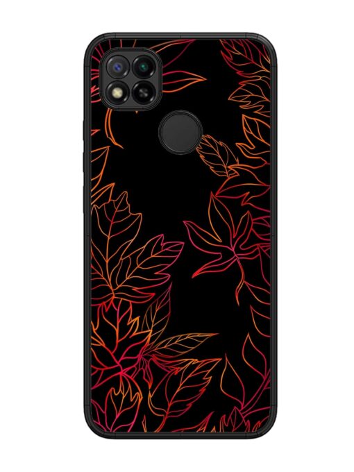 Red Floral Pattern Glossy Metal Phone Cover for Xiaomi Redmi 9 Zapvi