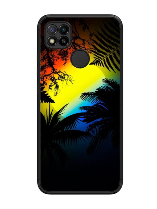 Colorful Sunset With Palm Trees Glossy Metal Phone Cover for Xiaomi Redmi 9 Zapvi