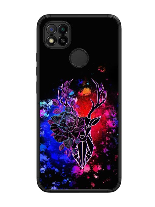 Floral Deer Art Glossy Metal Phone Cover for Xiaomi Redmi 9