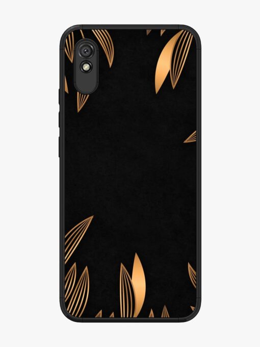 Golden Leaf Pattern Glossy Metal Phone Cover for Xiaomi Redmi 9A Zapvi