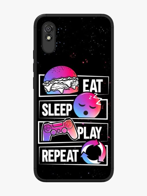 Eat Sleep Play Repeat Glossy Metal Phone Cover for Xiaomi Redmi 9A Zapvi