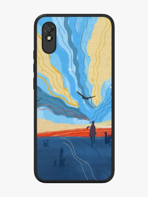 Minimal Abstract Landscape Glossy Metal Phone Cover for Xiaomi Redmi 9A Zapvi