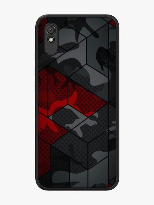 Red And Grey Pattern Glossy Metal Phone Cover for Xiaomi Redmi 9A Zapvi